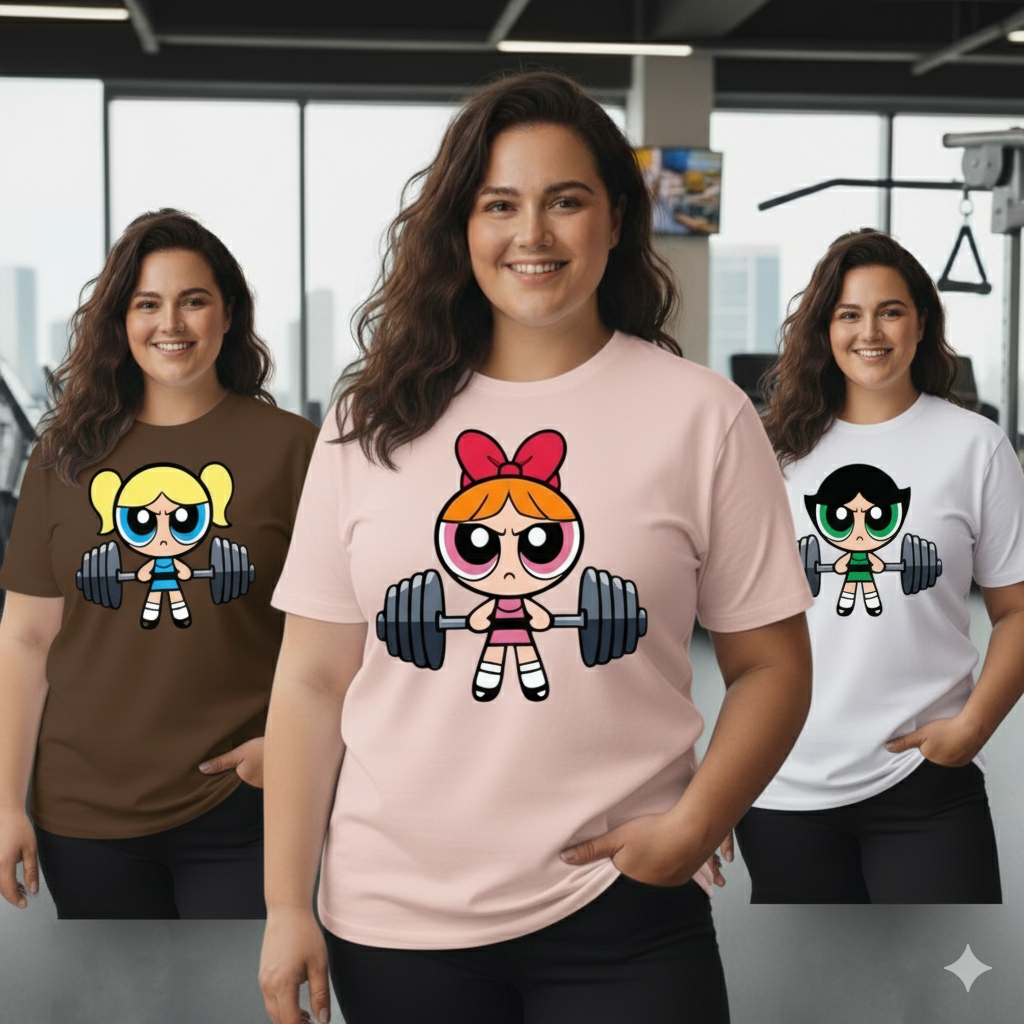 Kit de Camisetas Feminina de Meninas Poderosas Treino Fitness Blusa Estampada Exclusiva 100% Algodão