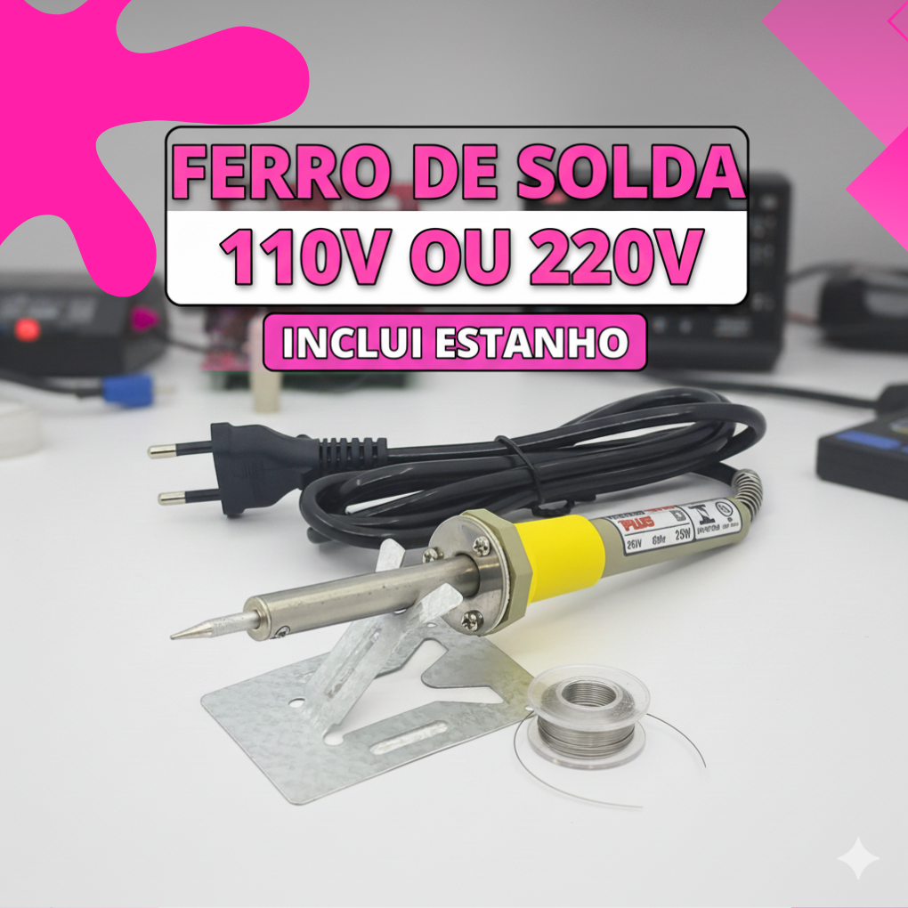 Kit Ferro De Solda Com Estanho 60W Soldador 110v 220v Resistente
