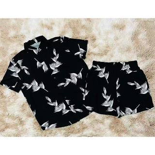 Conjunto Camisa e Short Florido Havaiano Estampado Floral Adulto Masculino Tecido de Viscose