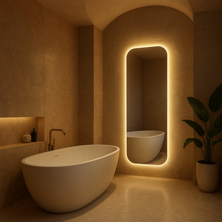 Espelho Retangular Led 150cm X 40cm 170cm X 50cm Luz Branco e Luz Amarela Grande Quarto Sala Salão Loja