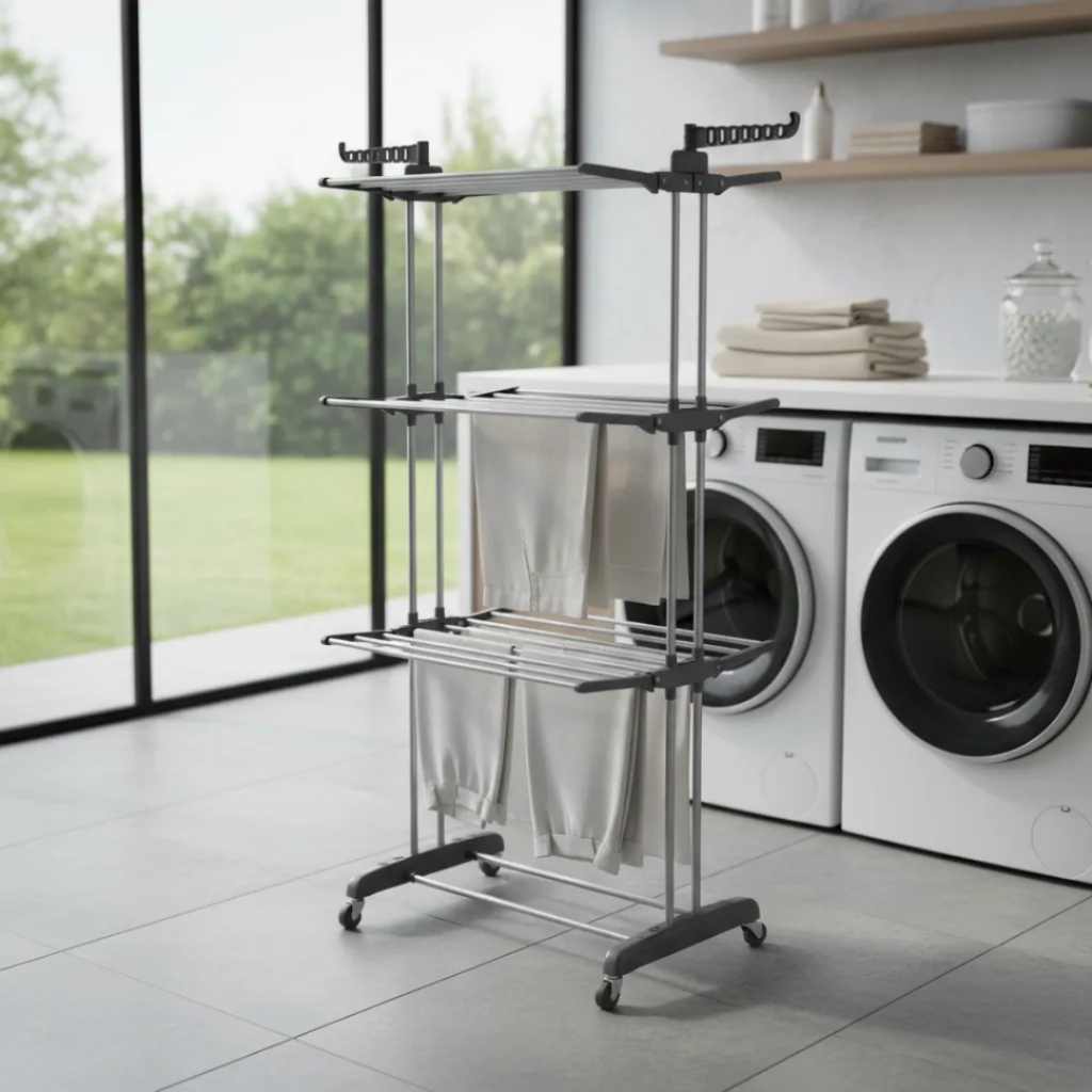 Varal De Chão Roupa Calcinha Grade 3 Andares Dobrável Portátil