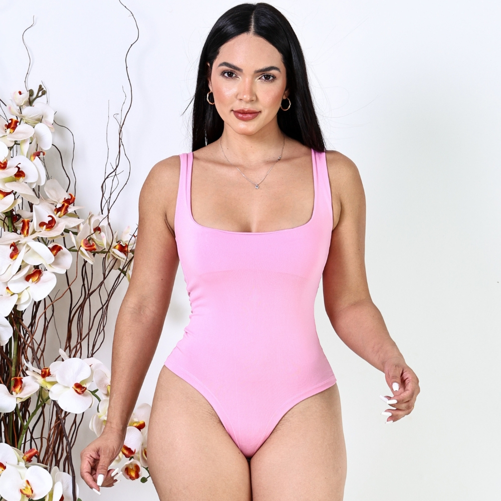 Body Feminino Costa Nua de Alcinhas Suplex Collant Lingerie Feminino