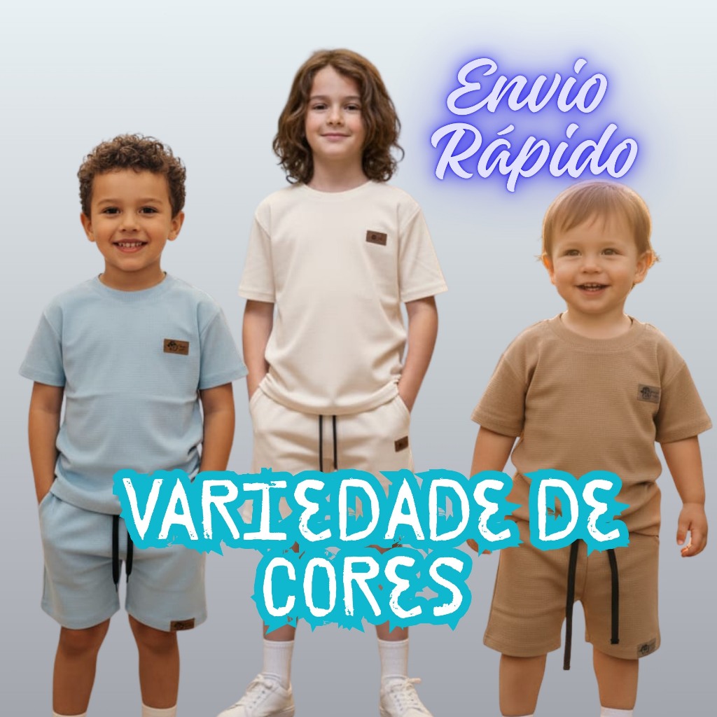 Conjunto INFANTIL Malha ESSENCIAL | Short + Camiseta VERSÁTIL | Look VERÃO 1-8 em Oferta na Shopee