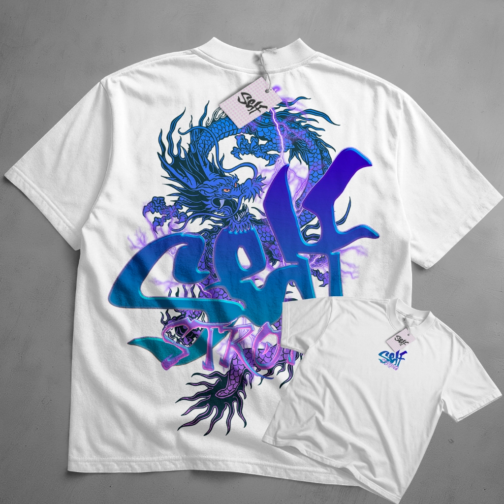 Camiseta Oversized Self Control Dragon Strong StreetWear Style Oriental Japones Color em Oferta na Shopee