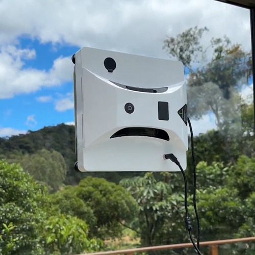 Robô Automático Inteligente Limpeza Vidros Janelas Controle Branco