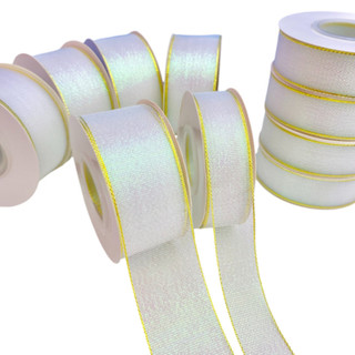 Fita De Organza Mágica BORDA DOURADA Irizada, holográfica, lurex Fita Com Brilho Artesanato DIY Irisada