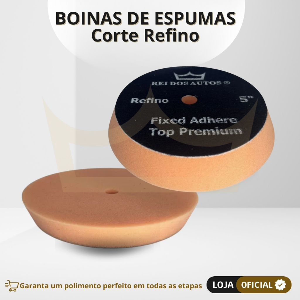 Boina Espuma polimento 5 Polegadas Refino Laranja - Fixed Adhere Top Premium profissional