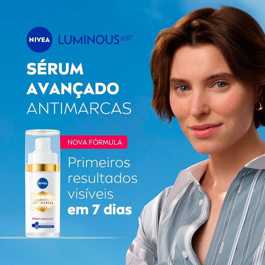 NIVEA Sérum Facial Cellular Luminous 630 30ml - Enriquecido com Ácido Hialurônico e Vitamina E, sua fórmula reduz marcas