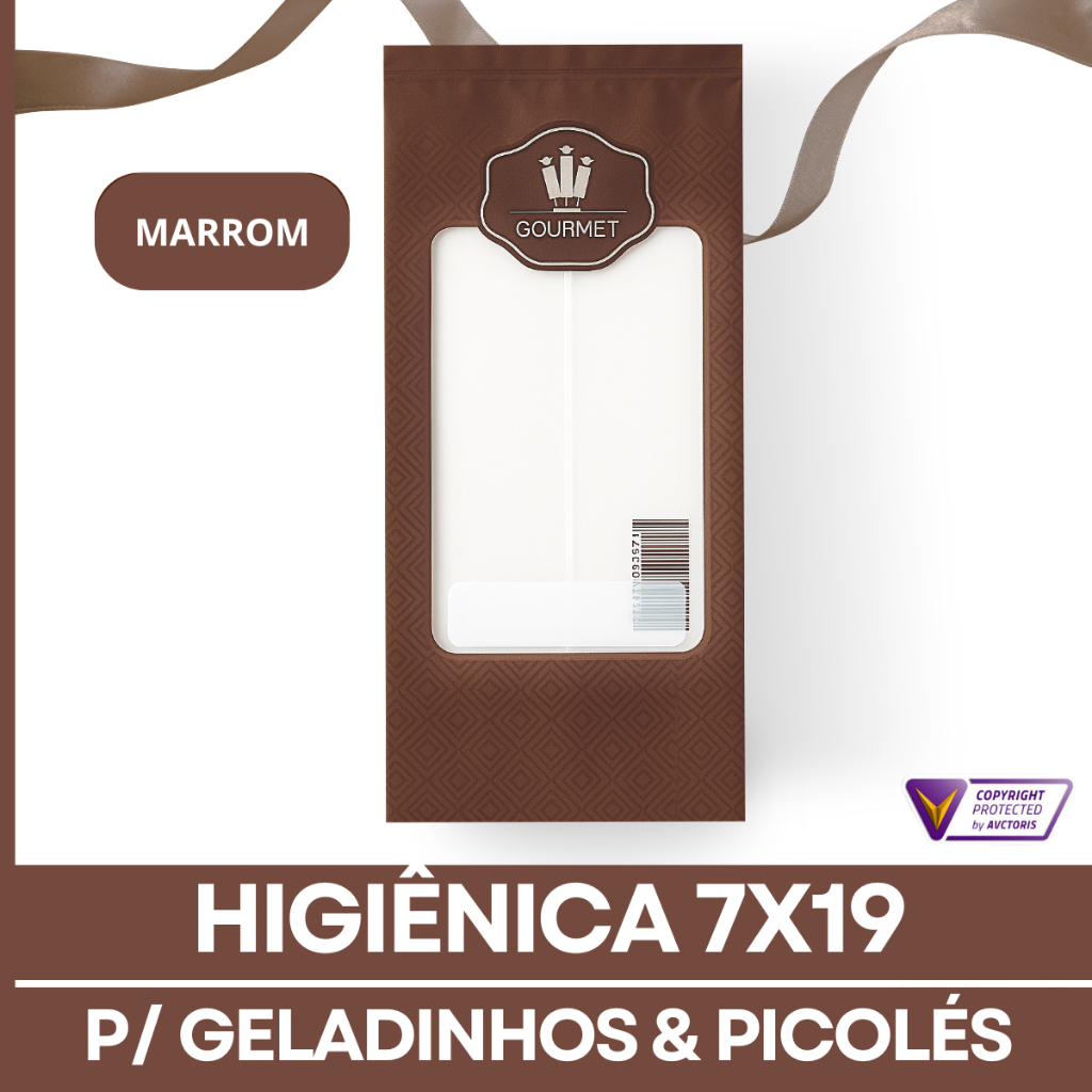 Embalagem BOPP Profissional - Geladinho Gourmet - 7x19 - Marrom