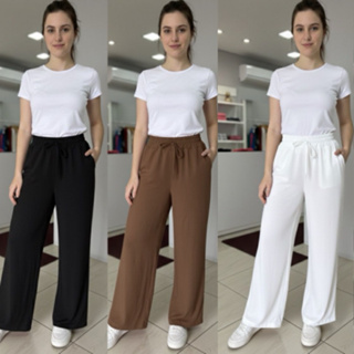 Calça Pantalona Alfaiataria Duna Cintura Alta Com Bolso Feminino em Oferta na Shopee