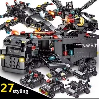 Brinquedo de montar e construir 585 pçs 8 in 1 polícia caminhão blocos,  kit brinquedos educativo