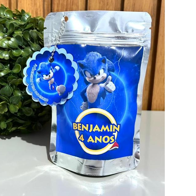 Saquinho personalizado/Lembrancinhas/Festa infantil/Aniversários/Tamanho:10x15/Tema: SONIC