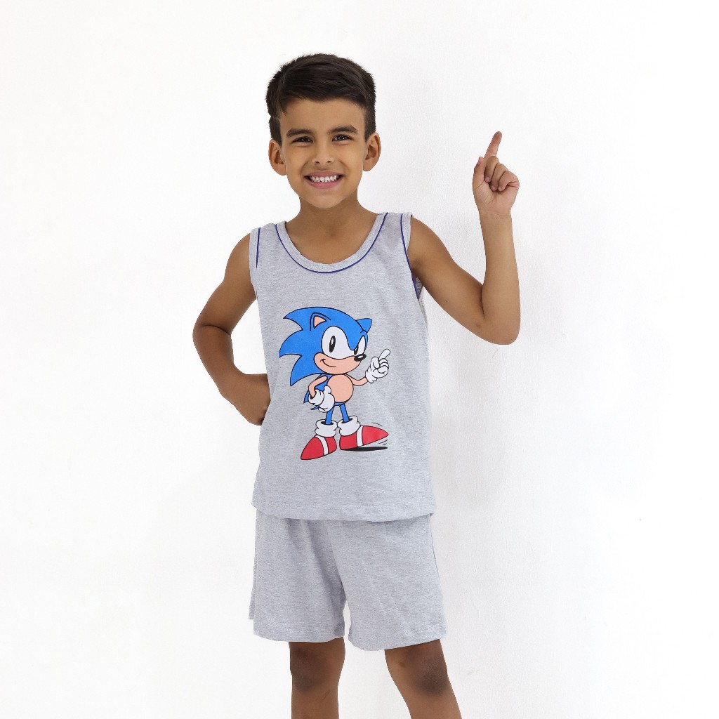 Pijama Infantil Menino Algodão Verão Conjunto Curto com Personagens Leve e Fresco