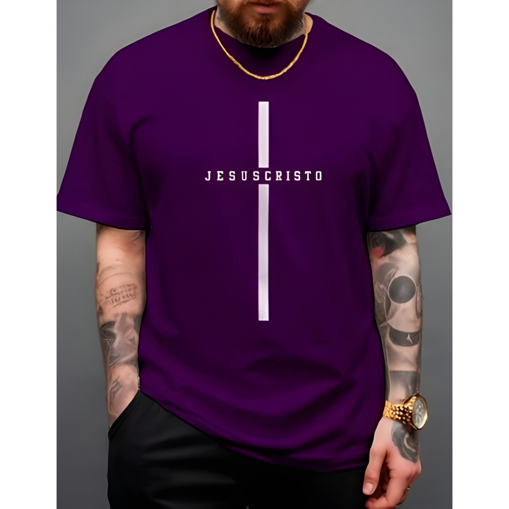 Camiseta Masculina Cruz de Cristo Moda Evangélica 100% Algodão