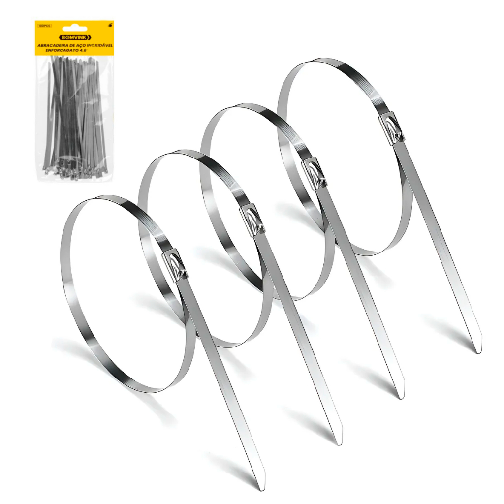 Abraçadeira de Aço Inox Enforca Gato Bomvink – 4,6mm (200 300 400mm) Kit Com 100 Unidades A Escolha em Oferta na Shopee