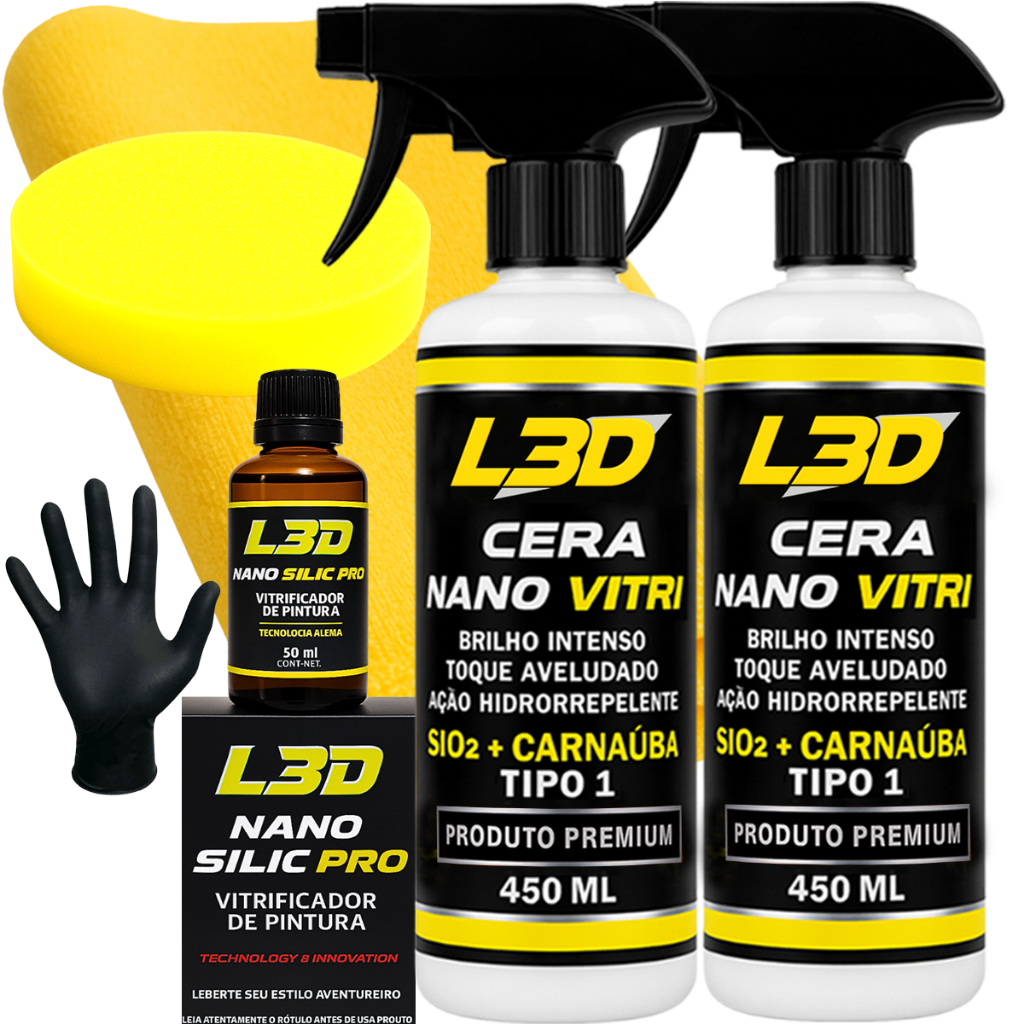 Kit Cristalização: 2 Ceras Cristalizadoras 450 + Vitrificador – Brilho Insano no Carro em Oferta na Shopee