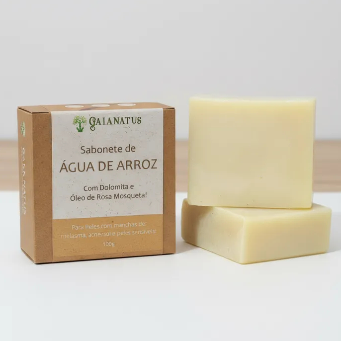 Sabonete Água De Arroz Dolomita Natural Vegetal Uniformizador da Pele Hidratante
