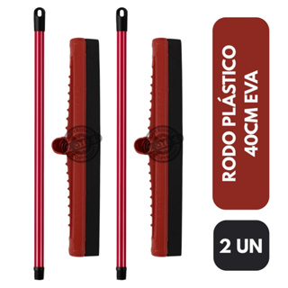2 Rodos De Limpeza Plástico Injetado Médio 40Cm Eva Duplo Puxa Seca Banheiro Multiuso Com Cabo em Oferta na Shopee