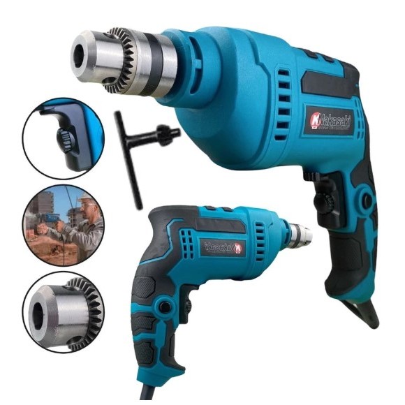 Furadeira de Impacto 3/8 pol Reversível 850W Mandril 10mm Auto Reverso Profissional