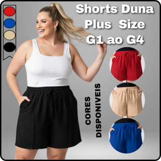 Short Duna Feminino Plus Size tecido Leve Para Verão Soltinho Cintura Alta, Bermuda, G1,G2,G3, G4 em Oferta na Shopee