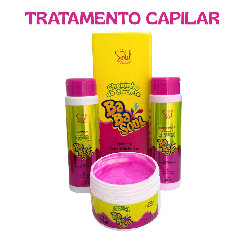 Kit Tratamento Capilar Cheirinho de Chiclete | Shampoo + Condicionador + Máscara – Hidratação e Brilho Intenso