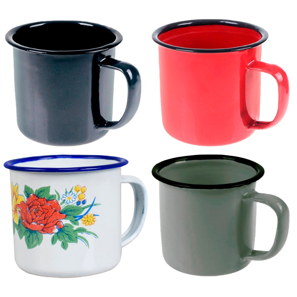 Caneca Esmaltada 80/150/350ml Xícaras Rusticas Multiuso Retro Antiga Copo Vintage Café Chá