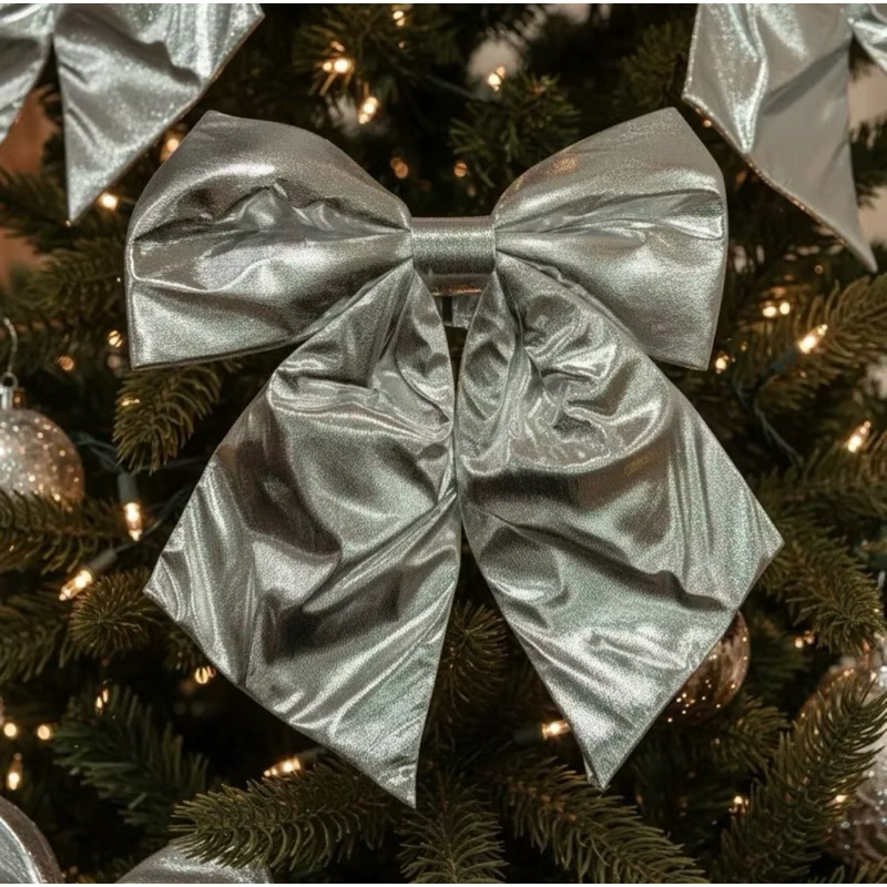 ENFEITE LAÇO NATALINO | TAM.: 28X25CM | ÁRVORE DE NATAL | PRATA | PRATEADO | DOURADO | VERMELHO | METALIZADO | NATAL