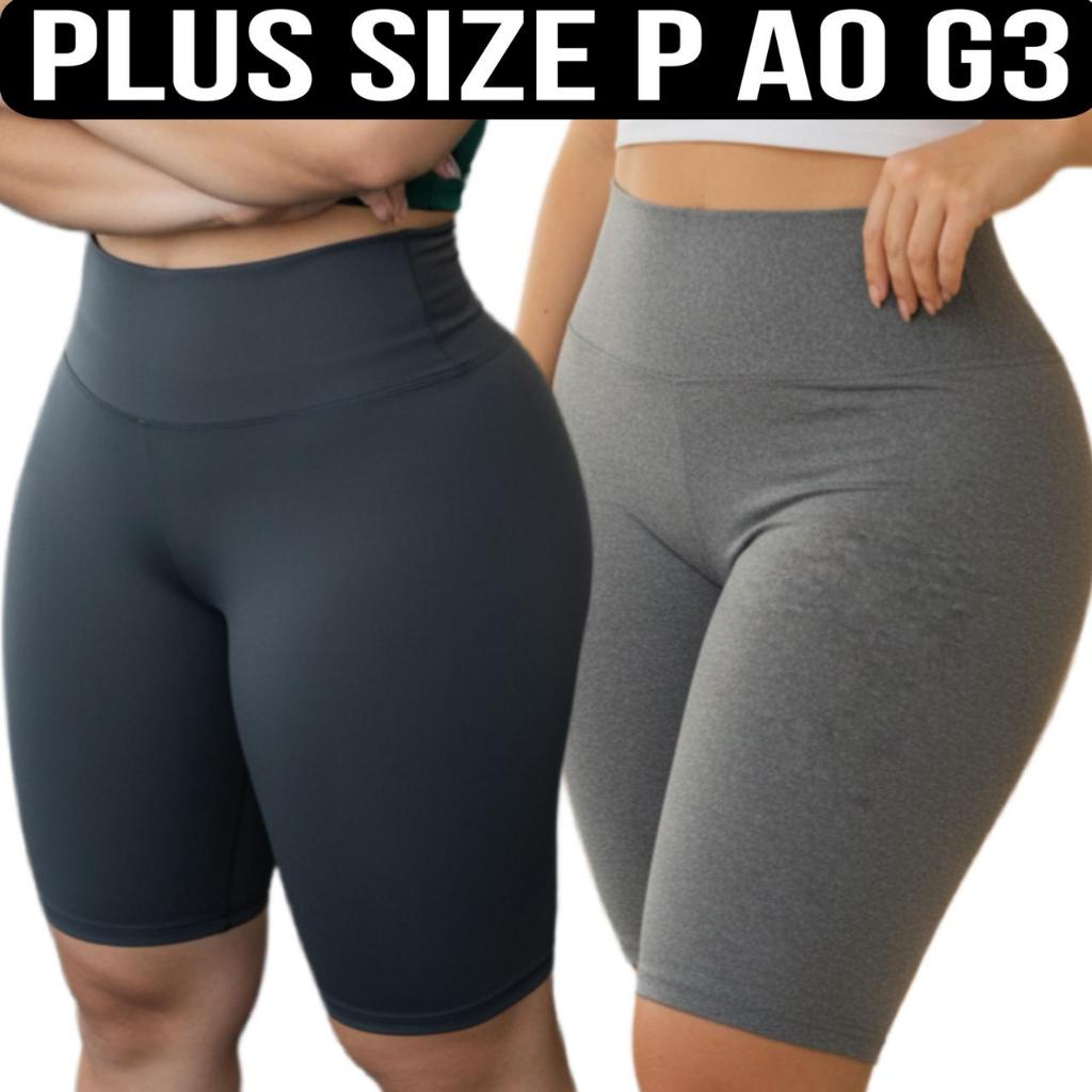 KIT 2 Bermudas Legging Feminina Short Ciclista Suplex Premium Grosso Plus Size G3 Cintura Alta