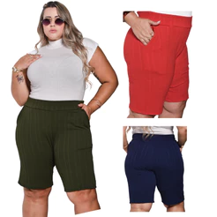 Bermuda Feminina c/ bolso PLUS SIZE