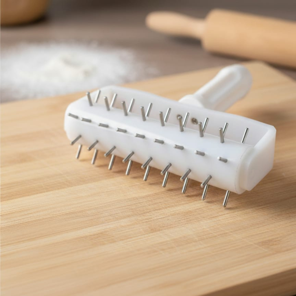 Fura Massa Utensílio Profissional para Pizzaria: Rolo Furador de Massa com Pinos Inox
