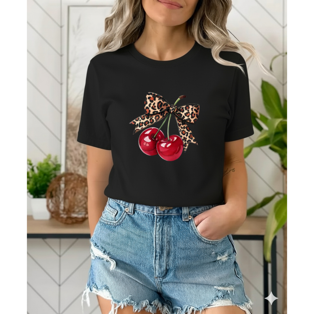 t-shirt cereja em alta estilosa camiseta basica casual blusa estampada linda barata brusa confortavel verão tshirt calor