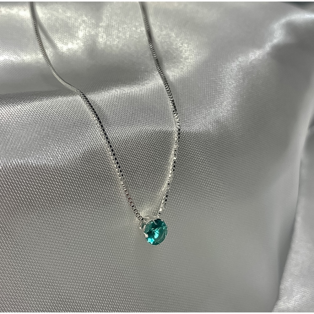 Colar Ponto de Luz Prata 925 banhada Verde Turmalina em Oferta na Shopee