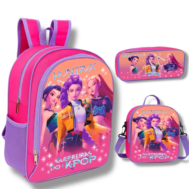 Kit Escolar Guerreiras do K-Pop Lancheira Térmica + Estojo Menina Reforçado em Oferta na Shopee