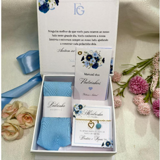 Caixa convite para Padrinhos de Casamento com pulseira, gravata e manual em Oferta na Shopee