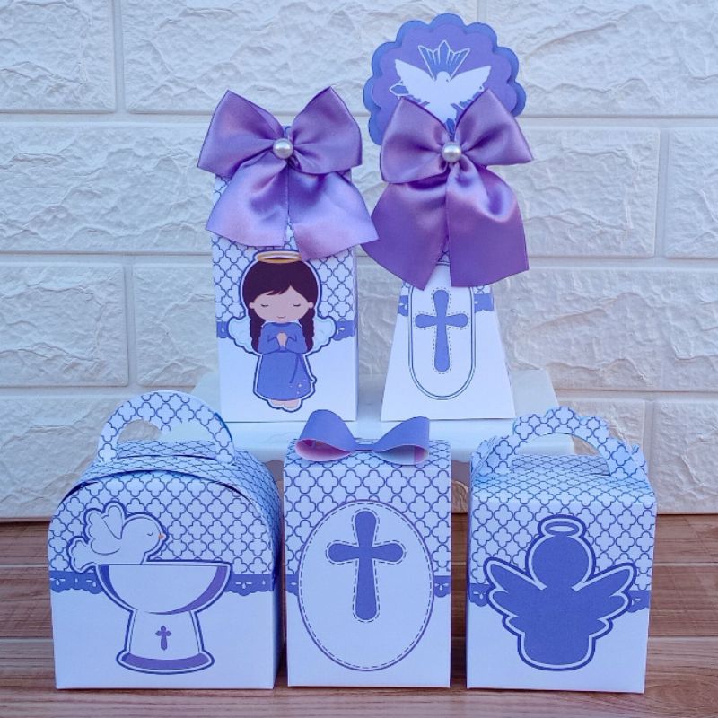 PEGUE E MONTE Kit Personalizados BATIZADO LILÁS EUCARISTIA CRISMA Lembrancinha Festa