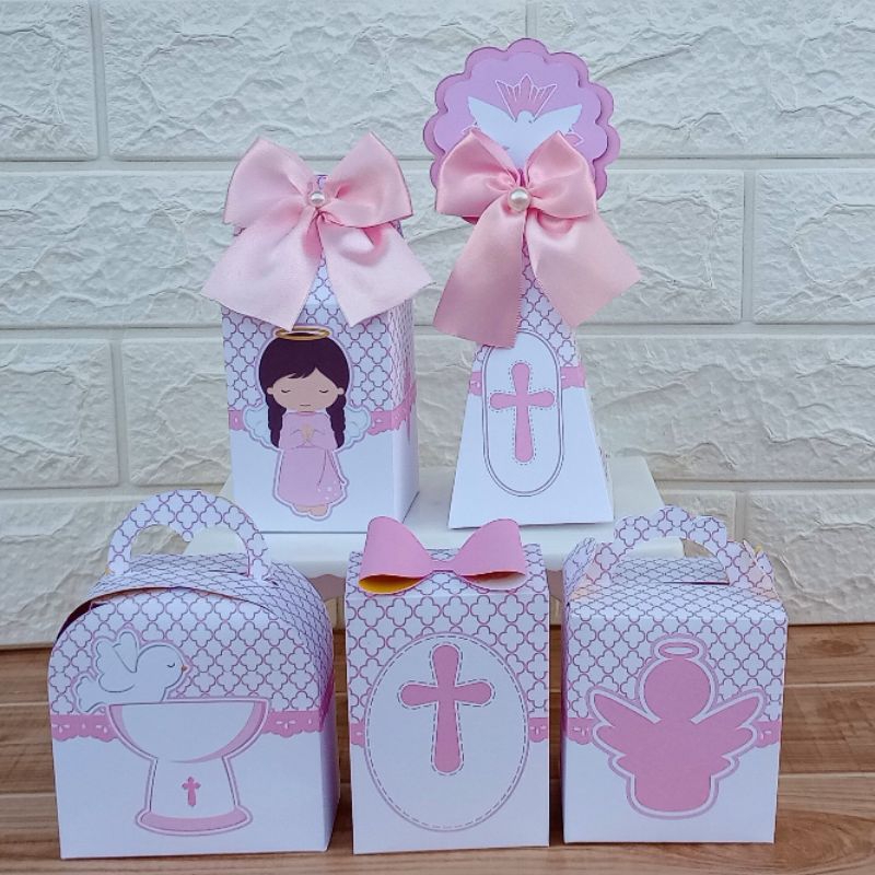 PEGUE E MONTE Personalizados Batizado Rosa Lembrancinha Festa Eucaristia Crisma