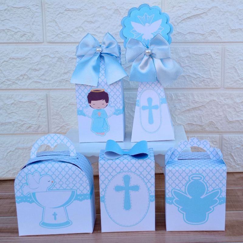 PEGUE E MONTE Personalizados BATIZADO AZUL Lembrancinha Festa Crisma Eucaristia