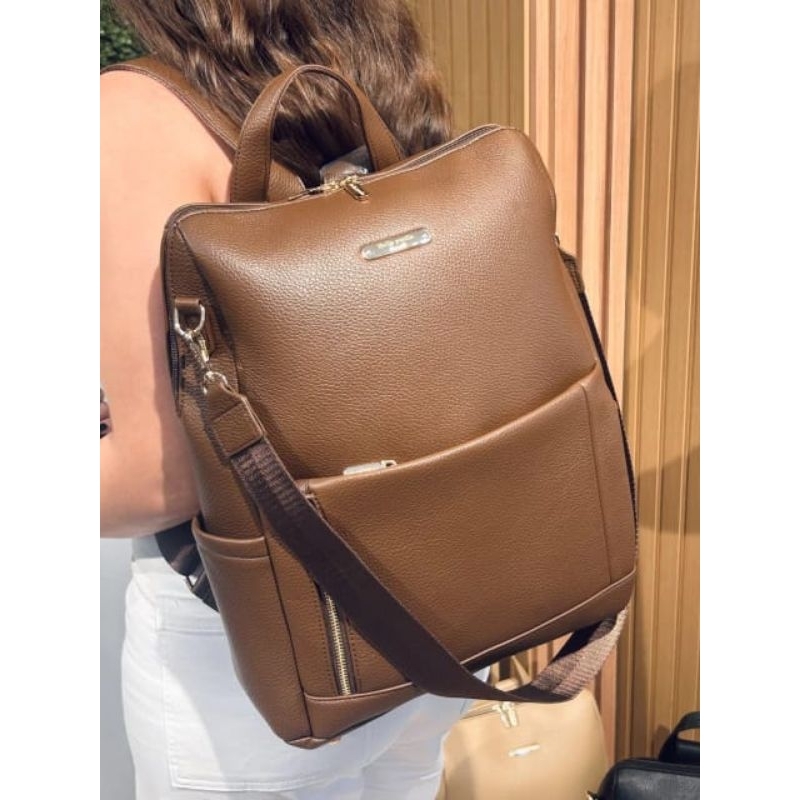 Mochila Feminina Courino Espaçosa 2 Alças Bella Paulla Faculdade Escola Maternidade Trabalho em Oferta na Shopee