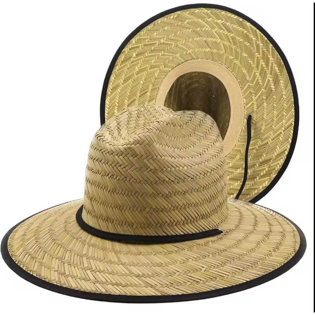 Chapéu de palha pierside com forro com aplique frontal chapéu de palha verão praia chapéu de sol ao ar livre verão