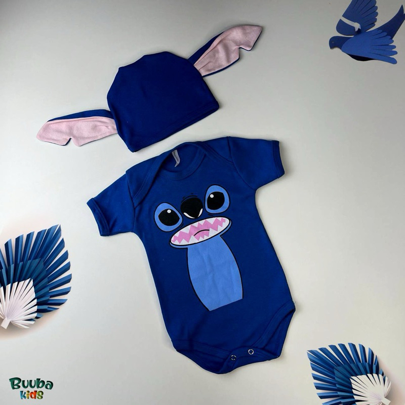 Body temático Stitch mêsversario + Touca