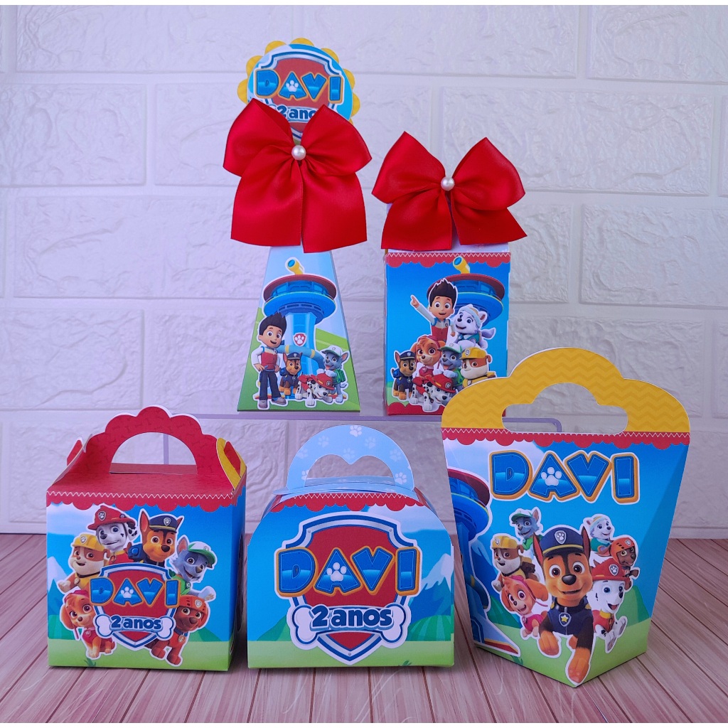 Kit Festa Patrulha Canina Menino Caixinhas Personalizadas lembrancinhas para Festas/ Personalizados (PEGUE E MONTE)
