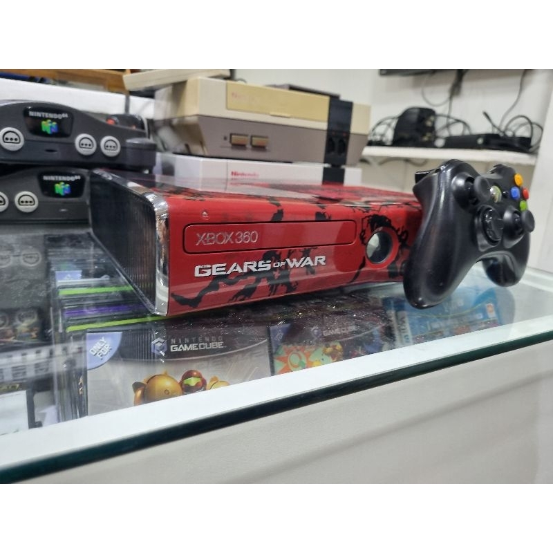 Xbox 360 Slim Edição Gears of War com RGH 3.0 + HD 250GB – Pronto para Jogar!