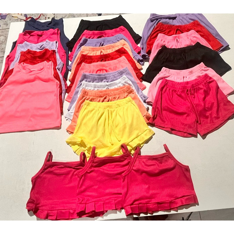queima de estoque  unidade de  blusas ,regatas tampa fralda, shots ,croop  infantil malha canelada em Oferta na Shopee