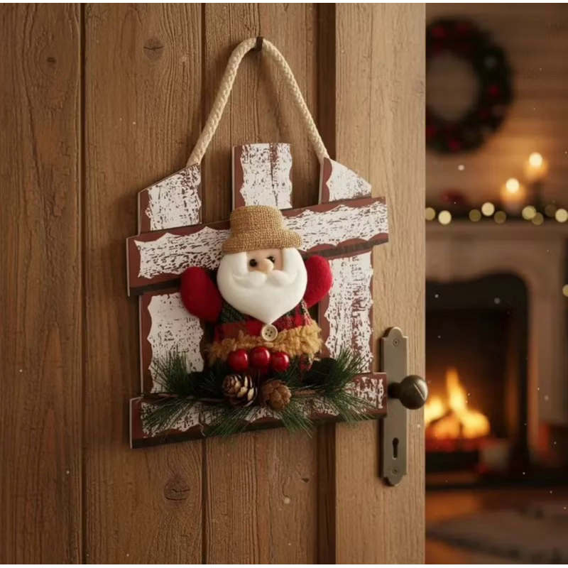 ENFEITE NOEL MADEIRA NATALINO | TAM.: 20X18CM | DECORAÇÃO DE PORTA | ÁRVORE DE NATAL | NATALINA | ARTIGOS DE FESTA