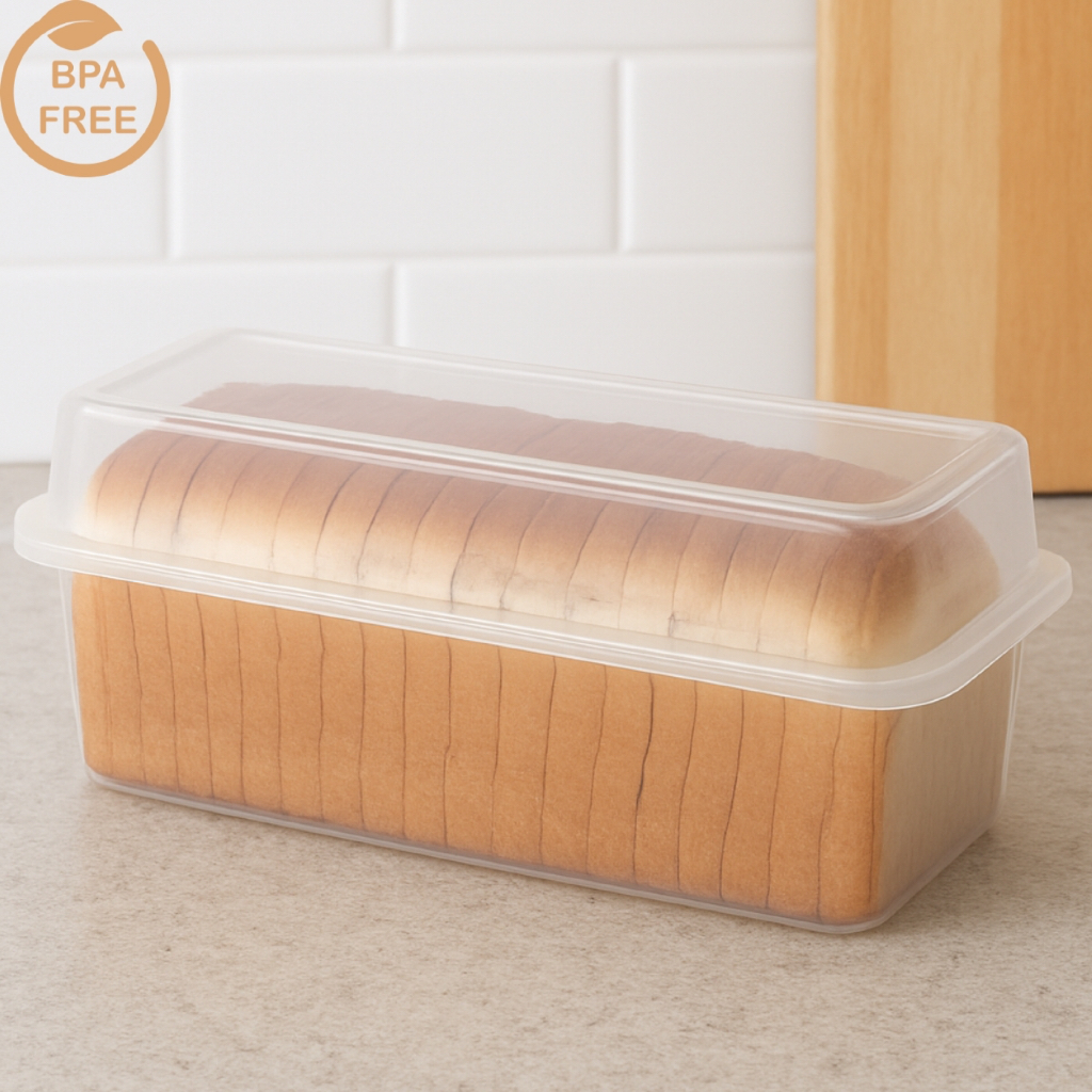 Porta Pão de Forma Transparente Retangular com Tampa 32x13x12 Livre de BPA Recipiente de P...