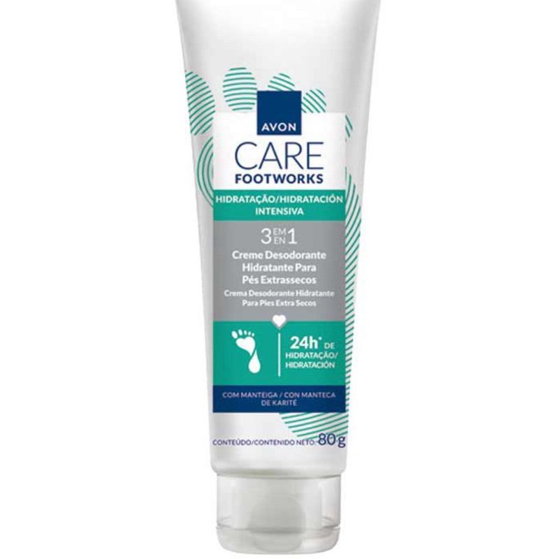 AVON FOOTWORKS HIDRATAÇÃO PROFUNDA EXTRASSECOS MANTEIGA KARITÉ 80G em Oferta na Shopee