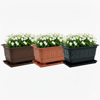 Kit 3 Vasos Retangular Floreira Mini Com Prato 3,5 Litros Plástico Reforçado em Oferta na Shopee