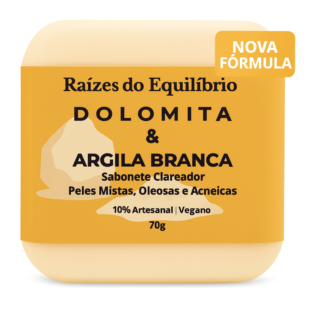Sabonete Clareador de Dolomita e Argila Branca – Clareia Manchas, Acne, Espinhas e Oleosidade 70g