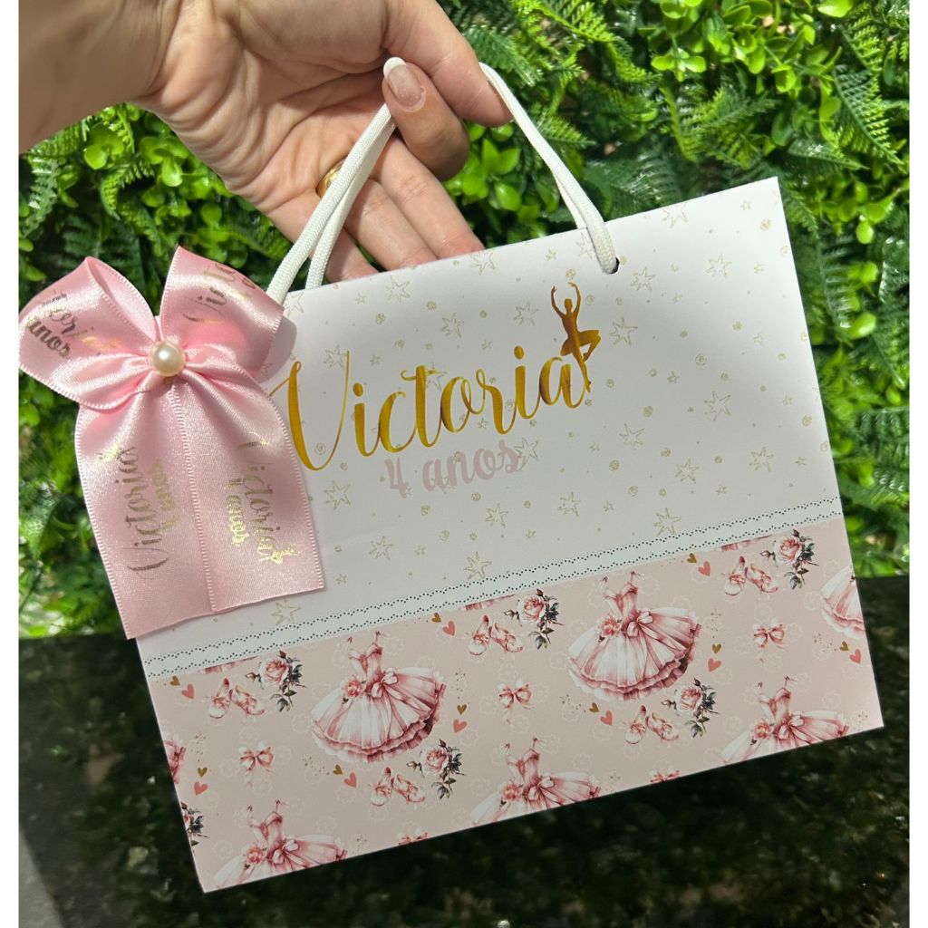 Sacolinha Surpresa Personalizada Bailarina com Laço | Lembrancinhas | Festa Aniversário | Lancheirinha