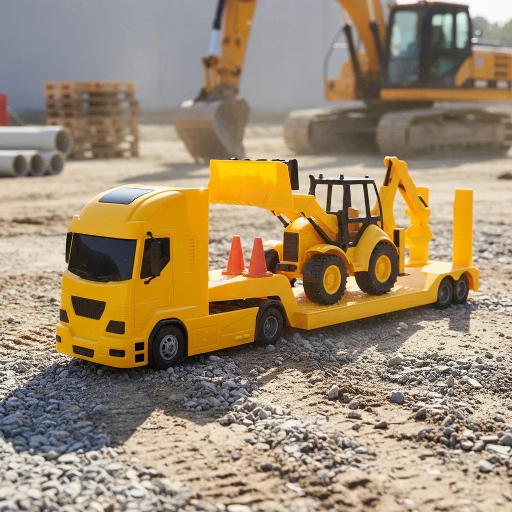 Caminhão Com Retroescavadeira Realista 67 CM Totalmente Articulado - Silmar Brinquedos